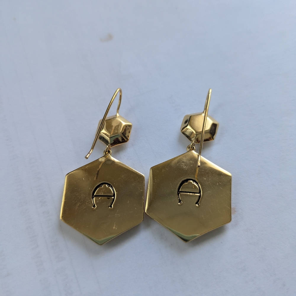 Elegant Gold Hexagon Earrings